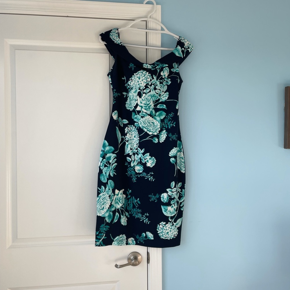 Off-the-Shoulder navy dress - size 10